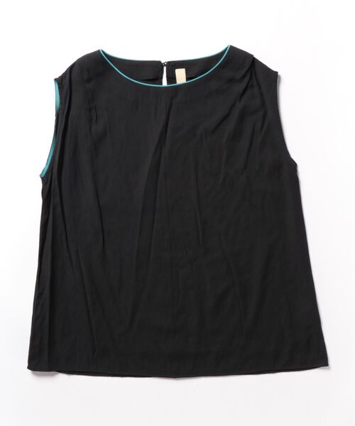 Q（キュー）の「レーヨンスラブノースリブラウス（シャツ/ブラウス・レディース・ブラック/オリーブ・MEDIUM）」の8枚目の写真