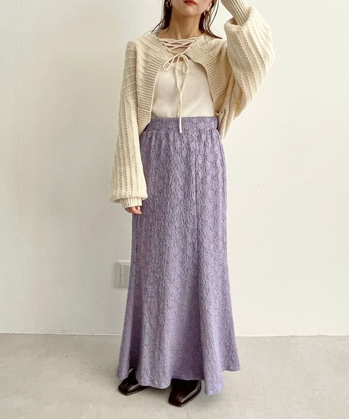 LOWRYS FARM(ローリーズファーム)の「レースカットフレアスカート 963107(スカート・レディース・ブラック/パープル/イエロー/アイボリー・FREE)」の13枚目の写真