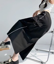 【新色追加 】ドロストコード脇ラインミリタリーカーゴスカート