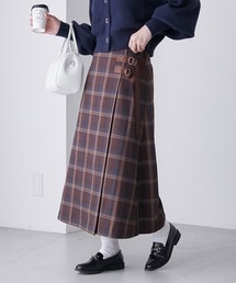 クラシックチェック ダブルベルトラップ風スカート