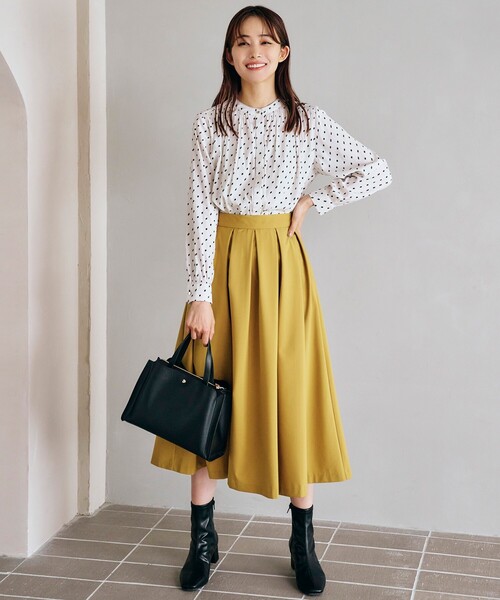 grove(グローブ)の「◆普段の装いをより華やかに。タックボリュームスカート(スカート・レディース・スミクロ/マスタード/ブラウン・03/02/01/05/04)」の12枚目の写真