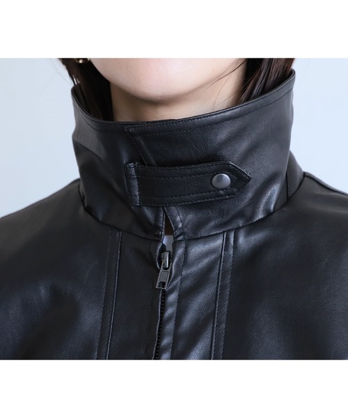 reca（レカ）の「裾絞りオーバーサイズヴィーガンレザーブルゾン（ブルゾン・レディース・ブラック・M）」の10枚目の写真