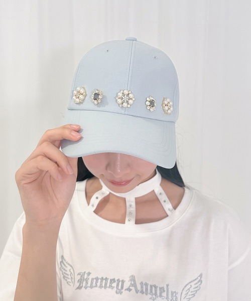シフォンチュールビジューデザイン帽子 リボン デザインのシルクシフォン 帽子 55-57cm シルク100