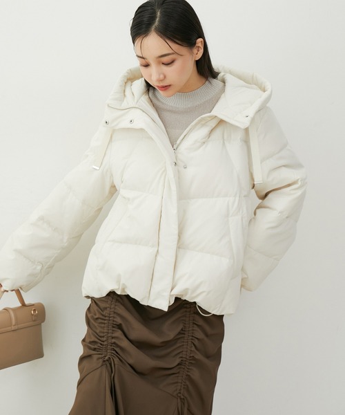 VIS(ビス)の「【撥水】【GREEN DOWN】フード付きオーバーサイズダウンジャケット(ダウンジャケット/コート・レディース・ピンク系その他2/オフホワイト・L/M)」の17枚目の写真