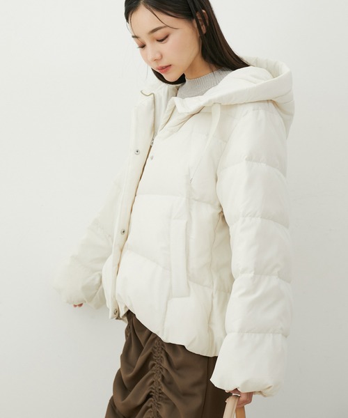 VIS(ビス)の「【撥水】【GREEN DOWN】フード付きオーバーサイズダウンジャケット(ダウンジャケット/コート・レディース・ピンク系その他2/オフホワイト・L/M)」の18枚目の写真