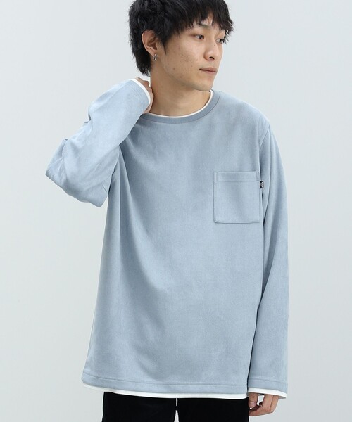 BEAMS HEART（ビームスハート）の「フェイクスエード クルーネック ロングスリーブ Tシャツ（Tシャツ/カットソー・メンズ・ブルー系その他/グリーン系その他/ホワイト系その他5・LARGE/MEDIUM/X-LARGE/SMALL）」の3枚目の写真