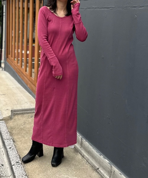 mi via loca(ミヴィアロカ)の「バックオープン パネルラインワンピース(ワンピース・レディース・グレー/ピンク/スミクロ/ネイビー・FREE)」の21枚目の写真