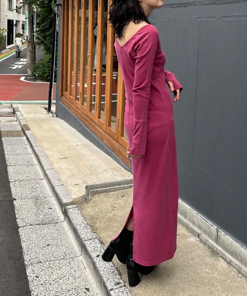 mi via loca(ミヴィアロカ)の「バックオープン パネルラインワンピース(ワンピース・レディース・グレー/ピンク/スミクロ/ネイビー・FREE)」の19枚目の写真