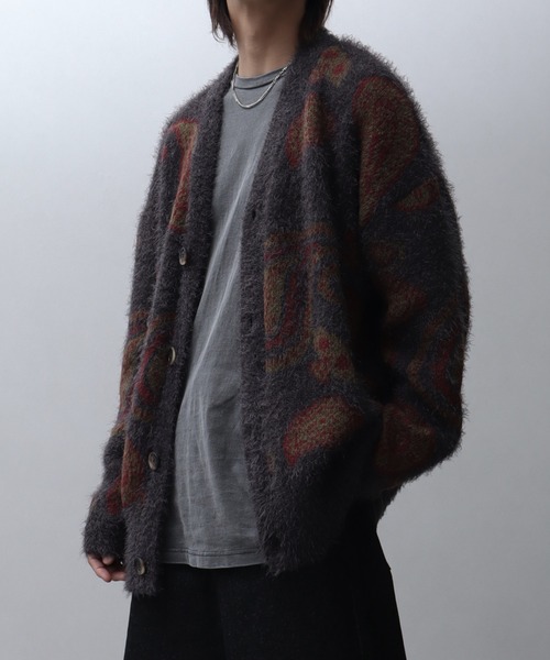 【大人気商品】yori ヨリ　ウールモヘアシャギージャケット　カーディガン yori 2021AW ウールモヘアシャギージャケット ネイビー美品