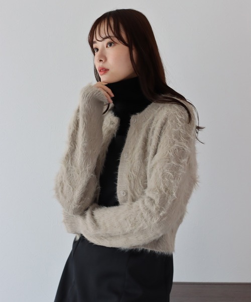 BLUEEAST（ブルーイースト）の「シャギーニットショートカーディガン（カーディガン/ボレロ・レディース・アイボリー/ブルー/チャコールグレー/ベージュ/ピンク/ブラウン・MEDIUM）」の15枚目の写真