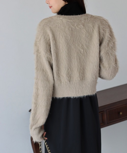 BLUEEAST（ブルーイースト）の「シャギーニットショートカーディガン（カーディガン/ボレロ・レディース・アイボリー/ブルー/チャコールグレー/ベージュ/ピンク/ブラウン・MEDIUM）」の18枚目の写真