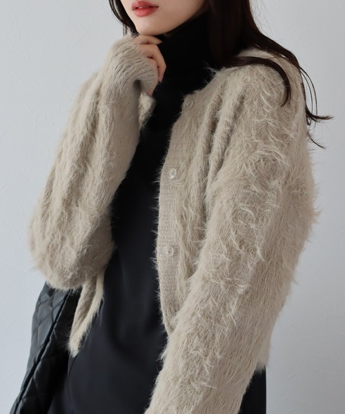 BLUEEAST（ブルーイースト）の「シャギーニットショートカーディガン（カーディガン/ボレロ・レディース・アイボリー/ブルー/チャコールグレー/ベージュ/ピンク/ブラウン・MEDIUM）」の16枚目の写真