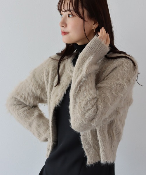 BLUEEAST（ブルーイースト）の「シャギーニットショートカーディガン（カーディガン/ボレロ・レディース・アイボリー/ブルー/チャコールグレー/ベージュ/ピンク/ブラウン・MEDIUM）」の17枚目の写真