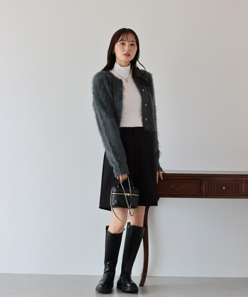 BLUEEAST（ブルーイースト）の「シャギーニットショートカーディガン（カーディガン/ボレロ・レディース・アイボリー/ブルー/チャコールグレー/ベージュ/ピンク/ブラウン・MEDIUM）」の13枚目の写真