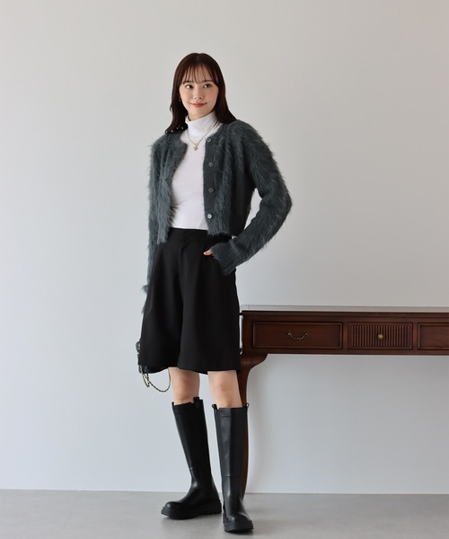 BLUEEAST（ブルーイースト）の「シャギーニットショートカーディガン（カーディガン/ボレロ・レディース・アイボリー/ブルー/チャコールグレー/ベージュ/ピンク/ブラウン・MEDIUM）」の14枚目の写真