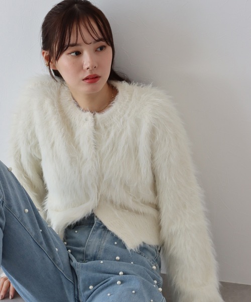 BLUEEAST（ブルーイースト）の「シャギーニットショートカーディガン（カーディガン/ボレロ・レディース・アイボリー/ブルー/チャコールグレー/ベージュ/ピンク/ブラウン・MEDIUM）」の21枚目の写真