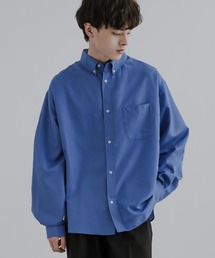 長袖オーバーサイズオックスフォードシャツ レギュラーカラーブロードストライプシャツ