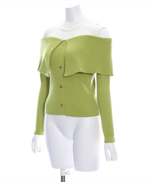 clear（クリア）の「肩開き配色リブニットトップス≪2024SS≫（ニット/セーター・レディース・ブラック/ブルー/グリーン・F）」の4枚目の写真