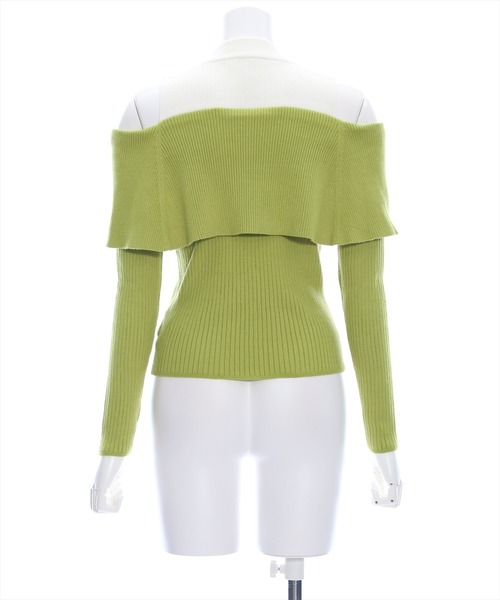 clear（クリア）の「肩開き配色リブニットトップス≪2024SS≫（ニット/セーター・レディース・ブラック/ブルー/グリーン・F）」の7枚目の写真