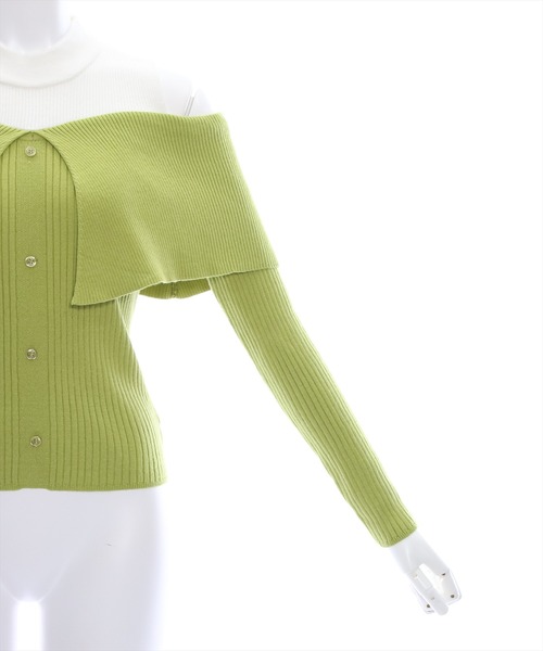 clear（クリア）の「肩開き配色リブニットトップス≪2024SS≫（ニット/セーター・レディース・ブラック/ブルー/グリーン・F）」の9枚目の写真