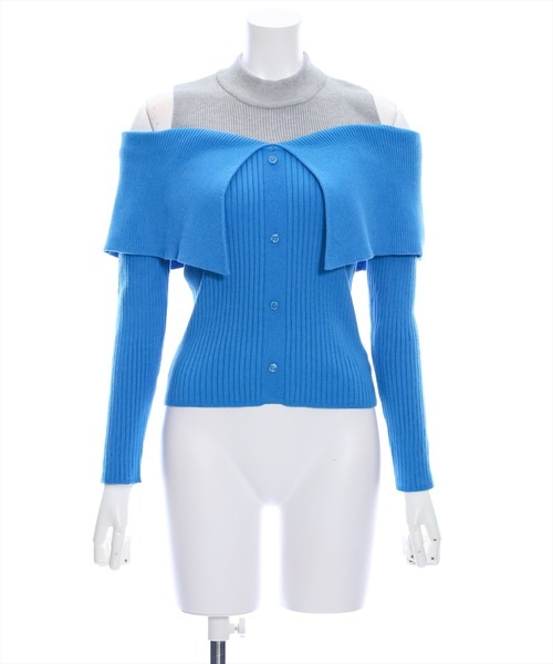 clear（クリア）の「肩開き配色リブニットトップス≪2024SS≫（ニット/セーター・レディース・ブラック/ブルー/グリーン・F）」の22枚目の写真