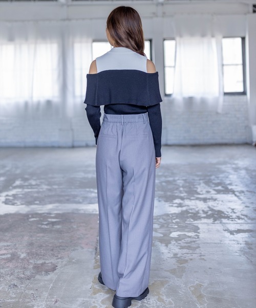 clear（クリア）の「肩開き配色リブニットトップス≪2024SS≫（ニット/セーター・レディース・ブラック/ブルー/グリーン・F）」の13枚目の写真