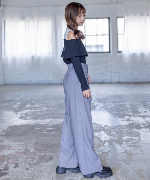 clear（クリア）の「肩開き配色リブニットトップス≪2024SS≫（ニット/セーター・レディース・ブラック/ブルー/グリーン・F）」の14枚目の写真