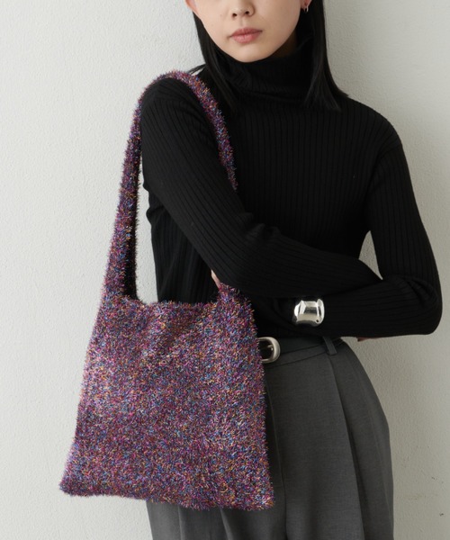 Aunt Marie's（アントマリーズ）の「ラメニットBIGトート（トートバッグ・レディース・シルバー/その他/ブルー/ブラック・FREE）」の9枚目の写真