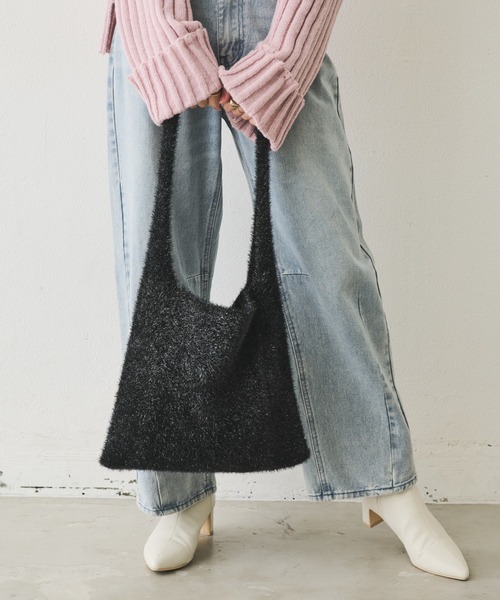 Aunt Marie's（アントマリーズ）の「ラメニットBIGトート（トートバッグ・レディース・シルバー/その他/ブルー/ブラック・FREE）」の6枚目の写真