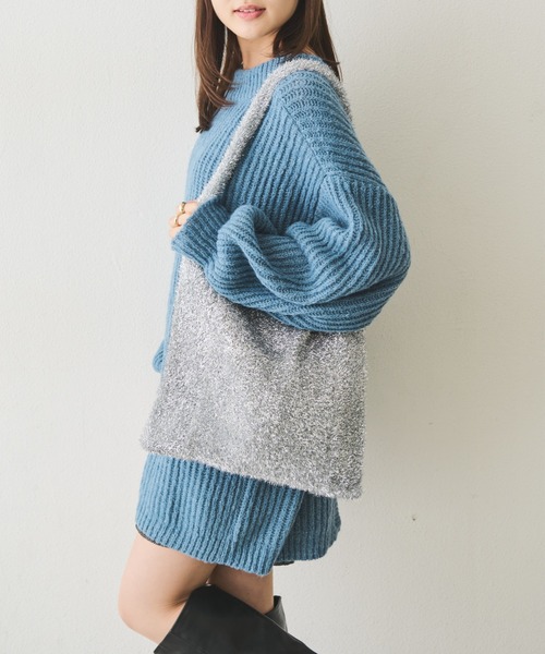 Aunt Marie's（アントマリーズ）の「ラメニットBIGトート（トートバッグ・レディース・シルバー/その他/ブルー/ブラック・FREE）」の13枚目の写真