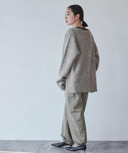 coen（コーエン）の「リラクシーVネックシャギーニットカーディガン（カーディガン/ボレロ・レディース・ケリーグリーン/クリーム/オフホワイト/グレー・FREE）」の11枚目の写真