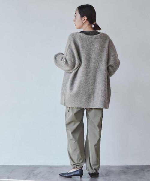 coen（コーエン）の「リラクシーVネックシャギーニットカーディガン（カーディガン/ボレロ・レディース・ケリーグリーン/クリーム/オフホワイト/グレー・FREE）」の12枚目の写真