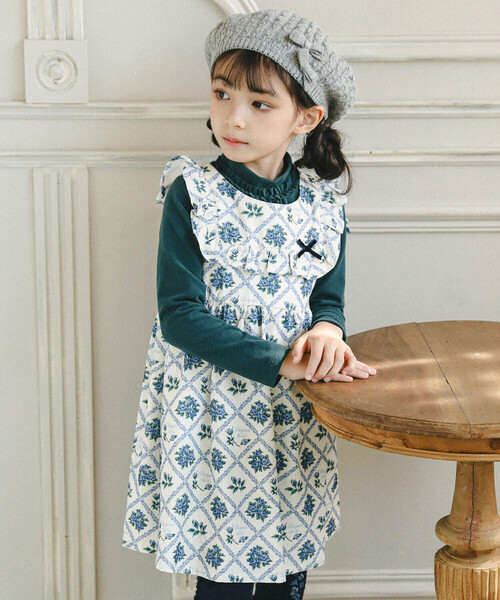 BeBe（ベベ）の「リボン付きニットベレー(48~56cm)（ハンチング/ベレー帽・キッズ・グレー/ボルドー・M/S）」の4枚目の写真