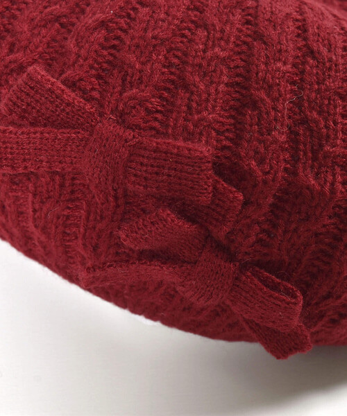 BeBe（ベベ）の「リボン付きニットベレー(48~56cm)（ハンチング/ベレー帽・キッズ・グレー/ボルドー・M/S）」の7枚目の写真