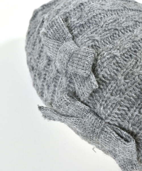 BeBe（ベベ）の「リボン付きニットベレー(48~56cm)（ハンチング/ベレー帽・キッズ・グレー/ボルドー・M/S）」の11枚目の写真