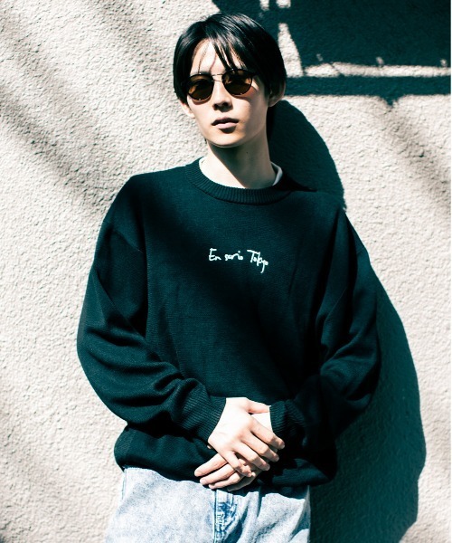 En serio TOKYO（エンソリオトーキョー）の「【En serio TOKYO】コットンタッチダブルジャガード　バックロゴ クルーネックニット（ニット/セーター・メンズ・アイボリー/ブラウン/ブラック・M/L）」の12枚目の写真
