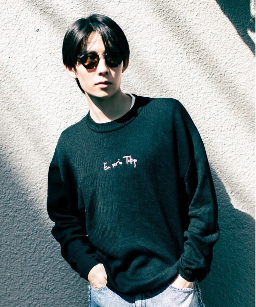 En serio TOKYO（エンソリオトーキョー）の「【En serio TOKYO】コットンタッチダブルジャガード　バックロゴ クルーネックニット（ニット/セーター・メンズ・アイボリー/ブラウン/ブラック・M/L）」の13枚目の写真
