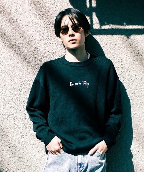 En serio TOKYO（エンソリオトーキョー）の「【En serio TOKYO】コットンタッチダブルジャガード　バックロゴ クルーネックニット（ニット/セーター・メンズ・アイボリー/ブラウン/ブラック・M/L）」の11枚目の写真