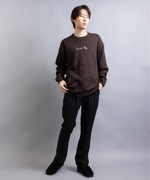 En serio TOKYO（エンソリオトーキョー）の「【En serio TOKYO】コットンタッチダブルジャガード　バックロゴ クルーネックニット（ニット/セーター・メンズ・アイボリー/ブラウン/ブラック・M/L）」の16枚目の写真