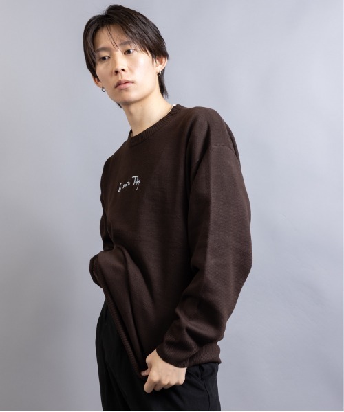 En serio TOKYO（エンソリオトーキョー）の「【En serio TOKYO】コットンタッチダブルジャガード　バックロゴ クルーネックニット（ニット/セーター・メンズ・アイボリー/ブラウン/ブラック・M/L）」の18枚目の写真