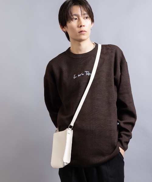 En serio TOKYO（エンソリオトーキョー）の「【En serio TOKYO】コットンタッチダブルジャガード　バックロゴ クルーネックニット（ニット/セーター・メンズ・アイボリー/ブラウン/ブラック・M/L）」の19枚目の写真