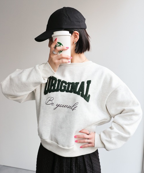 セール】ボアロゴ起毛スウェット/トレーナー（スウェット）｜LAC-VERT