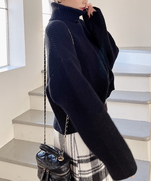 MIIA(ミーア)の「タートルネッククロップドニット(ニット/セーター・レディース・グリーン/ブラック/ベージュ・FREE)」の18枚目の写真