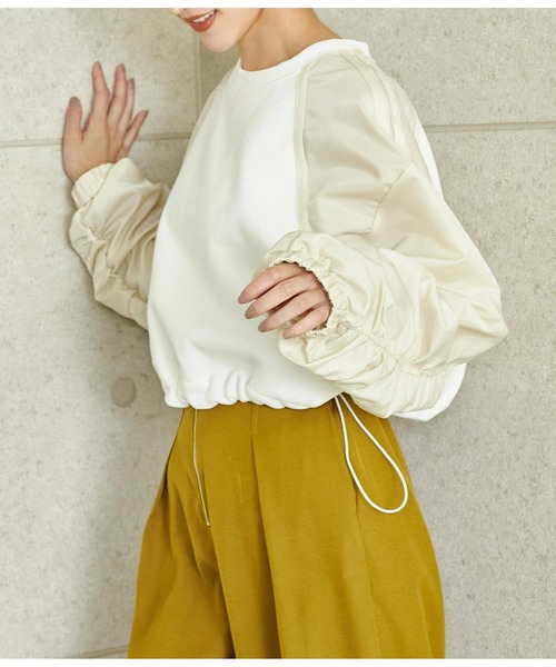 ANAP（アナップ）の「異素材切替ラグラン裏起毛トップス（Tシャツ/カットソー・レディース・ブラック/オフホワイト/ブラック系その他・FREE）」の15枚目の写真