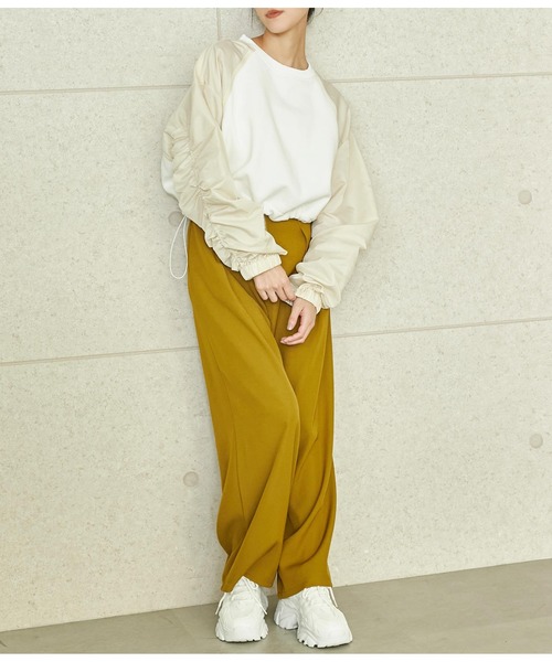 ANAP（アナップ）の「異素材切替ラグラン裏起毛トップス（Tシャツ/カットソー・レディース・ブラック/オフホワイト/ブラック系その他・FREE）」の19枚目の写真