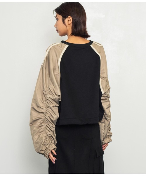 ANAP（アナップ）の「異素材切替ラグラン裏起毛トップス（Tシャツ/カットソー・レディース・ブラック/オフホワイト/ブラック系その他・FREE）」の10枚目の写真