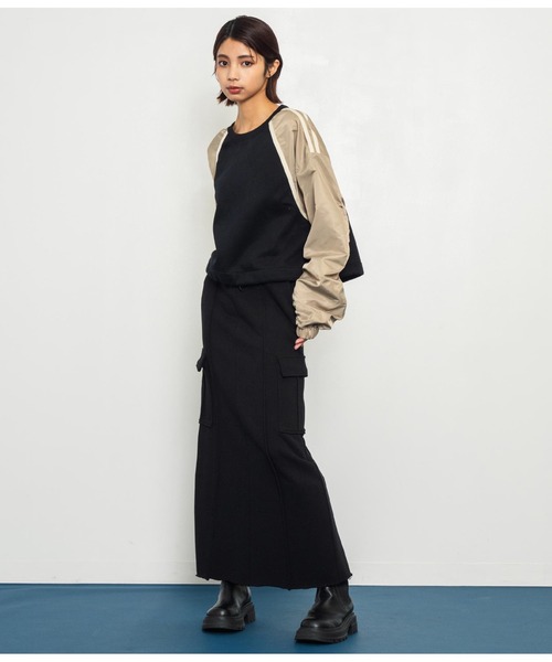 ANAP（アナップ）の「異素材切替ラグラン裏起毛トップス（Tシャツ/カットソー・レディース・ブラック/オフホワイト/ブラック系その他・FREE）」の13枚目の写真