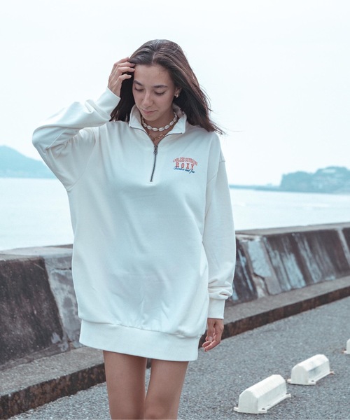 ROXY(ロキシー)の「ENDLESS SUNSHINE HAL/ロキシーワンポイント胸ブランドロゴスウェットハーフZIPミニワンピース(ワンピース・レディース・ホワイト/ブラック/ブルー・LARGE/SMALL/MEDIUM)」の5枚目の写真