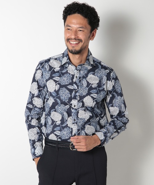 MEN'S BIGI(メンズビギ)の「LIBERTYタナローンプリントシャツ(シャツ/ブラウス・メンズ・ブルー系その他/ホワイト系その他/ネイビー・01/02/03/04)」の6枚目の写真