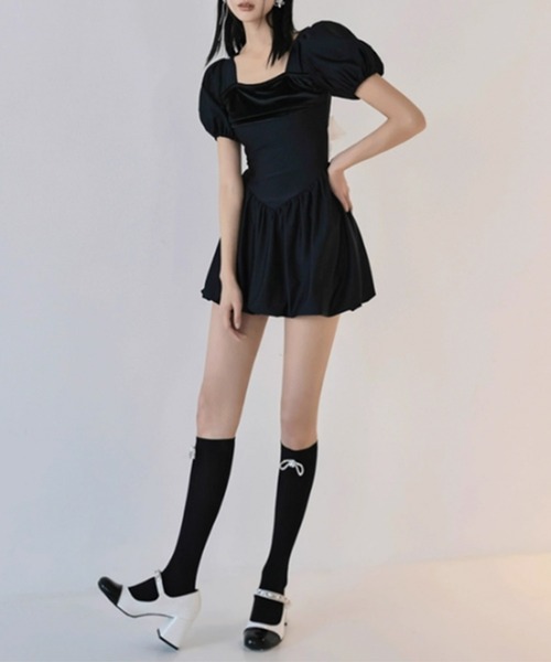 Dita Muaj.（ディータムアージュ）の「シフォンリボン バックオープン ワンピース 水着（水着・レディース・ブラック・M/L）」の5枚目の写真
